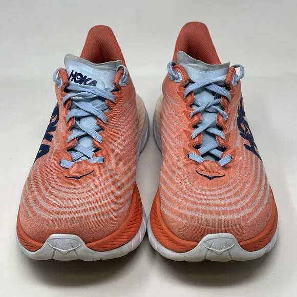 Hoka One One Mach 5 Womens 8 Orange Mesh Running Walking Comfort Shoes Sneakers