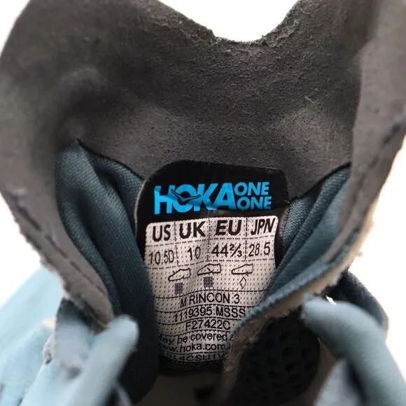 Hoka One One Rincon 3 Mens Size 10.5D Blue Running‎ Shoes Sneakers 1119395 MSSS