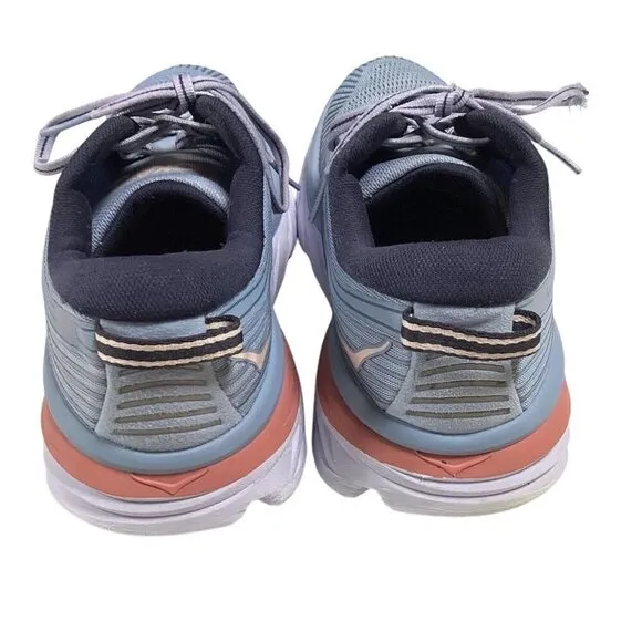 HOKA One One Running Shoes Women 9 B Blue Bondi 7 Mesh Athletic Sneakers