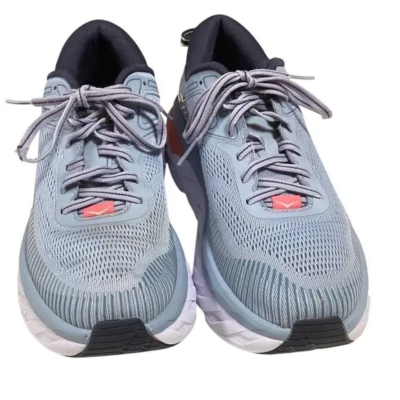 HOKA One One Running Shoes Women 9 B Blue Bondi 7 Mesh Athletic Sneakers