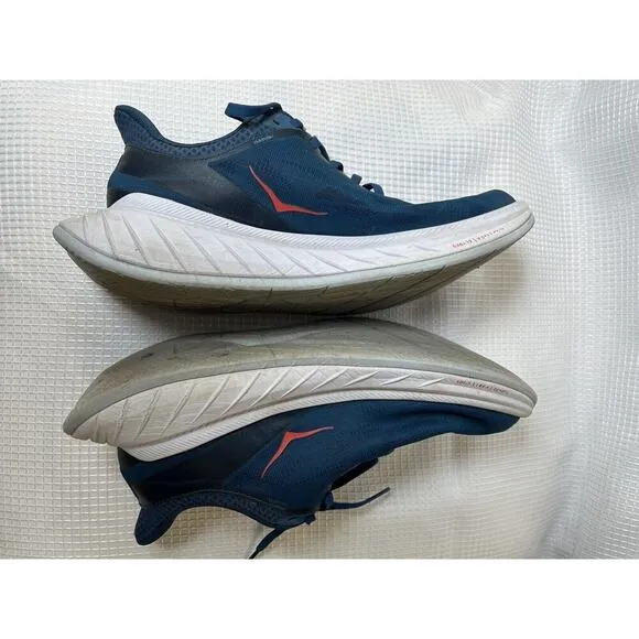 Hoka One One Womens Carbon X 2 Blue Red Running Shoes Sneakers 9.5 B