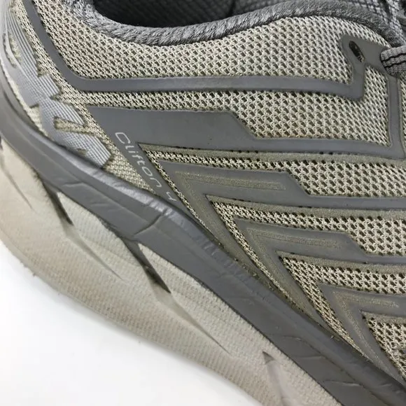 Hoka One Shoes Men's 12 Gray Clifton Running Athletic 1108409 SLVR Sneakers