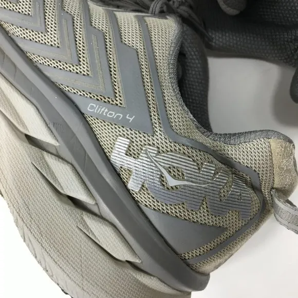 Hoka One Shoes Men's 12 Gray Clifton Running Athletic 1108409 SLVR Sneakers