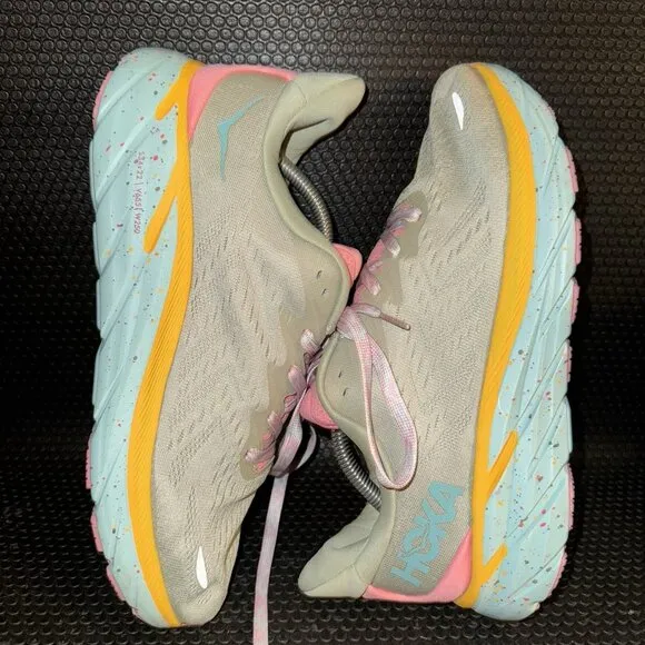 Hoka X Free People Movement Clifton 8 Green Pink Athletic Shoes Men’s Size 11D