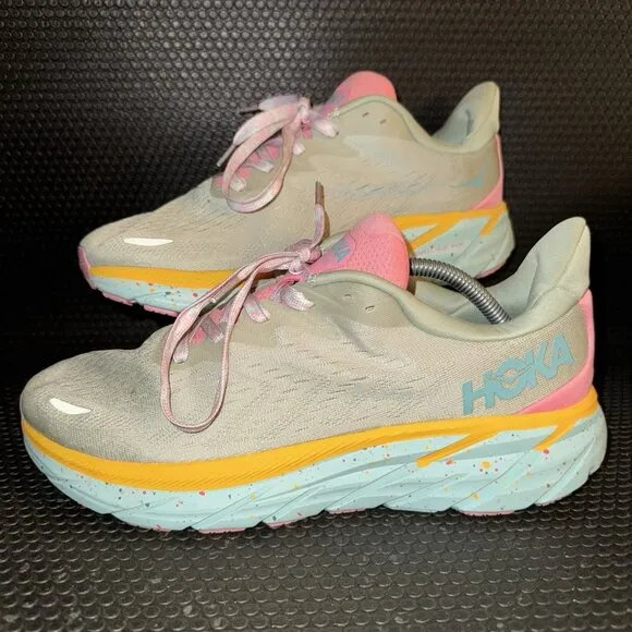 Hoka X Free People Movement Clifton 8 Green Pink Athletic Shoes Men’s Size 11D