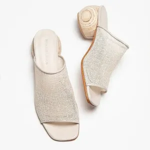 Huma Blanco Madewell Milla Cream Jute &amp; Leather Mesh Sandals Mules Clogs Sz 40 9