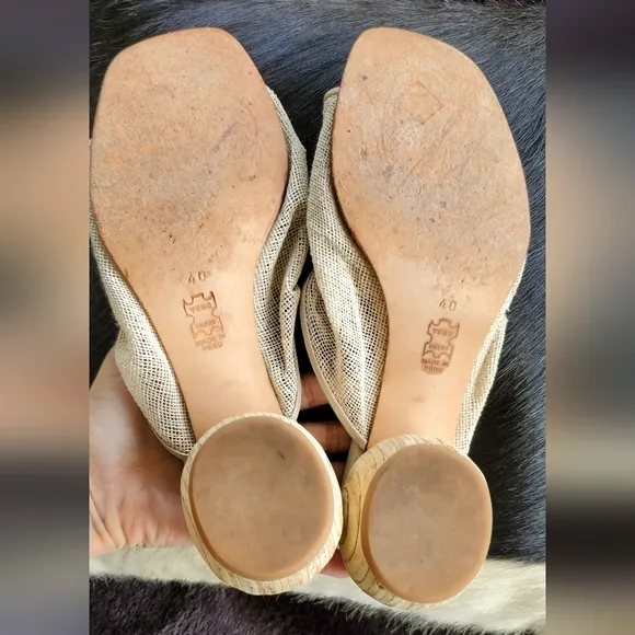 Huma Blanco Madewell Milla Cream Jute &amp; Leather Mesh Sandals Mules Clogs Sz 40 9