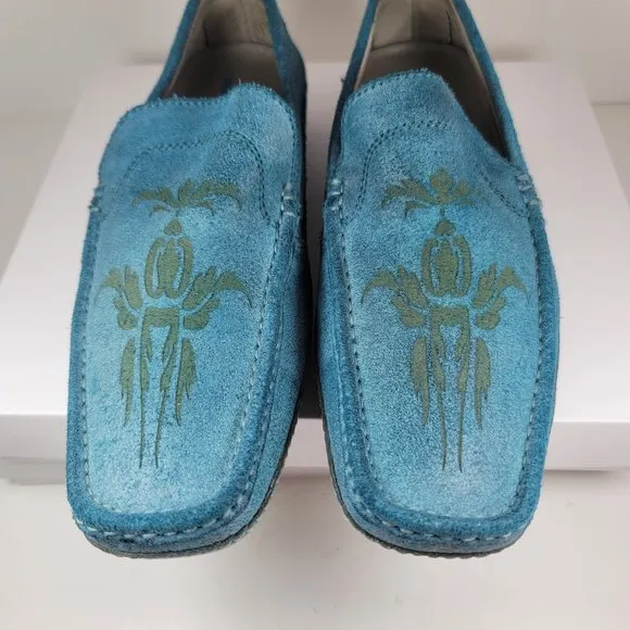 Impulse Men's Designer Casual Slip-on Shoes In Blue Brushed Suede