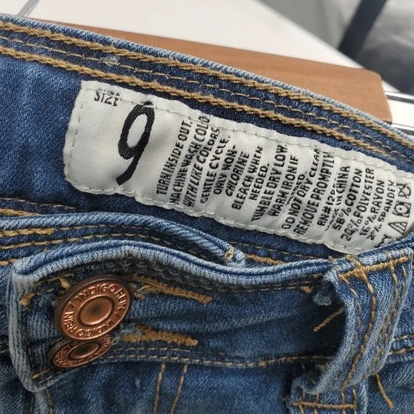 Indigo Rein Stretch Denim Distressed Skinny Jeans Junior Size 9