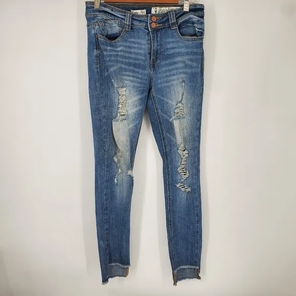 Indigo Rein Stretch Denim Distressed Skinny Jeans Junior Size 9