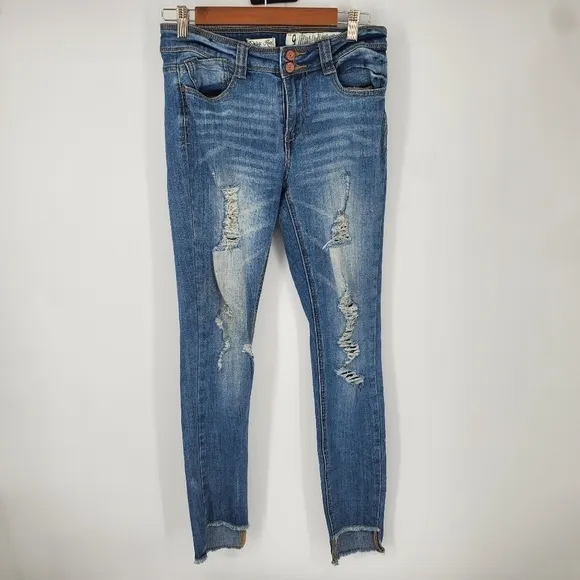 Indigo Rein Stretch Denim Distressed Skinny Jeans Junior Size 9