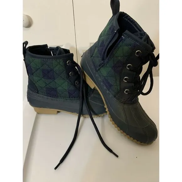 Isaac Mizrahi Live! Plaid Waterproof Boots Zip Navy - 6‎ M