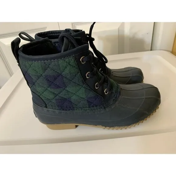 Isaac Mizrahi Live! Plaid Waterproof Boots Zip Navy - 6‎ M
