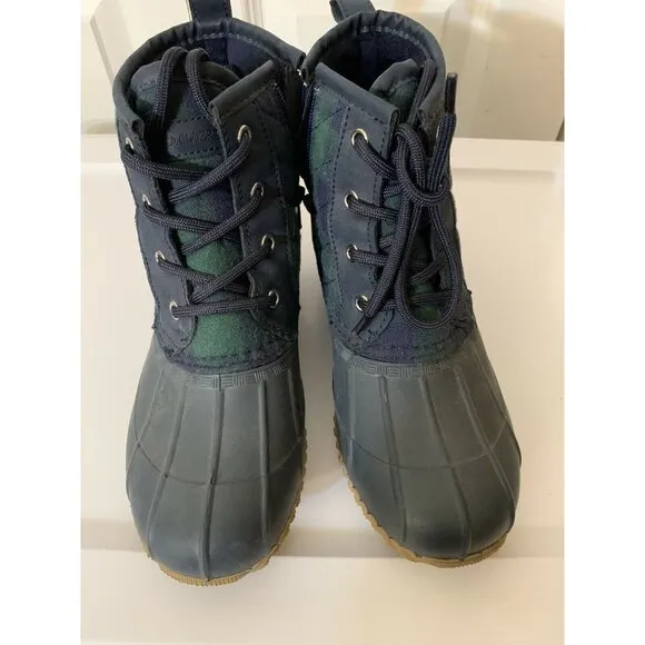 Isaac Mizrahi Live! Plaid Waterproof Boots Zip Navy - 6‎ M