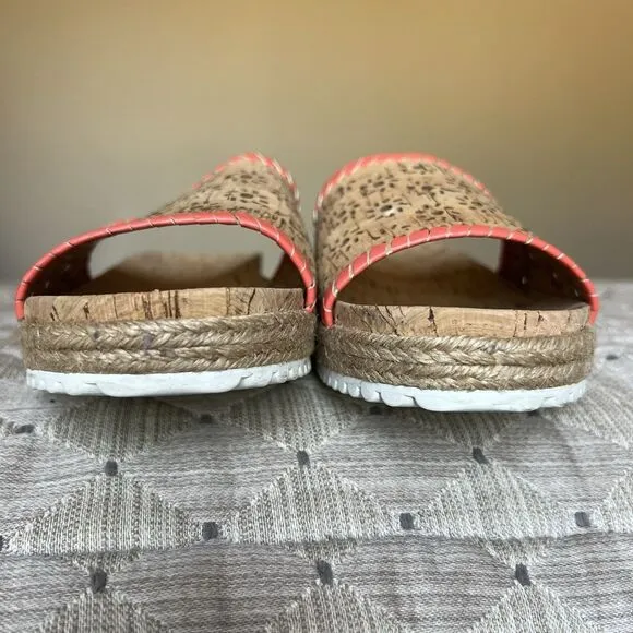 Jack Rogers Laser Cut Cork Espadrille Slide Sandals Women 7.5 M Summer Casual