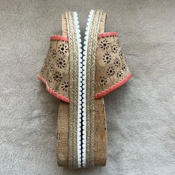 Jack Rogers Laser Cut Cork Espadrille Slide Sandals Women 7.5 M Summer Casual