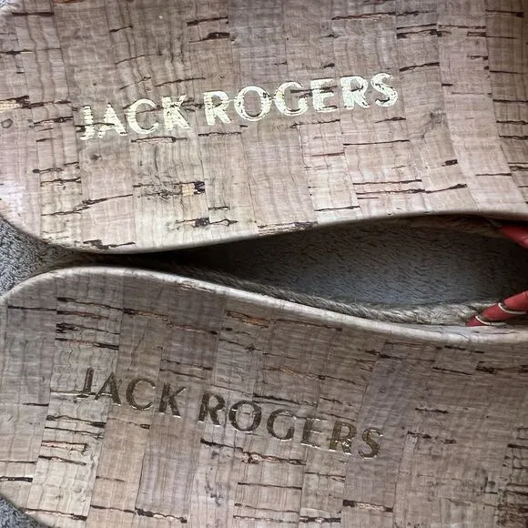 Jack Rogers Laser Cut Cork Espadrille Slide Sandals Women 7.5 M Summer Casual