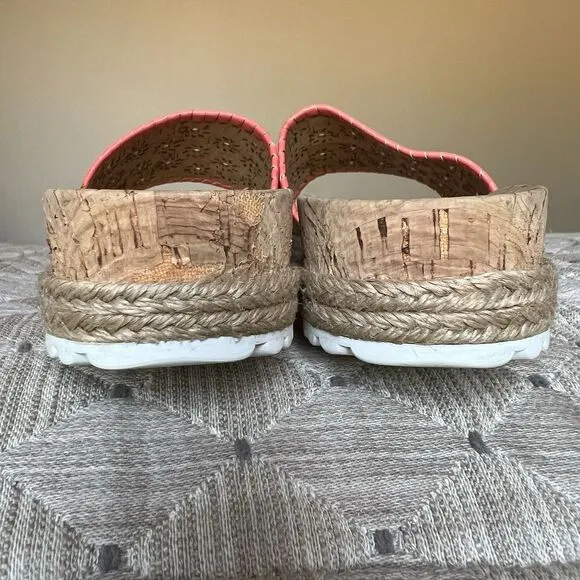 Jack Rogers Laser Cut Cork Espadrille Slide Sandals Women 7.5 M Summer Casual
