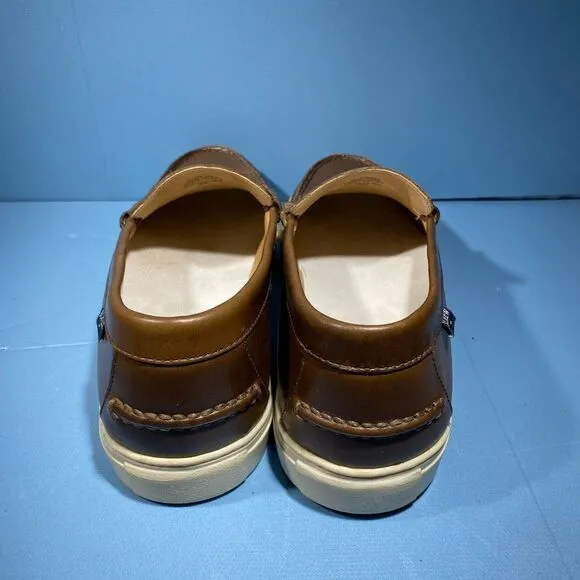 J.crew Mens Loafers Shoes Brown  Leather White Sole Slip-On Moc Toe Comfort 11
