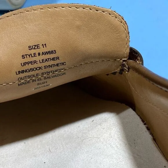 J.crew Mens Loafers Shoes Brown  Leather White Sole Slip-On Moc Toe Comfort 11