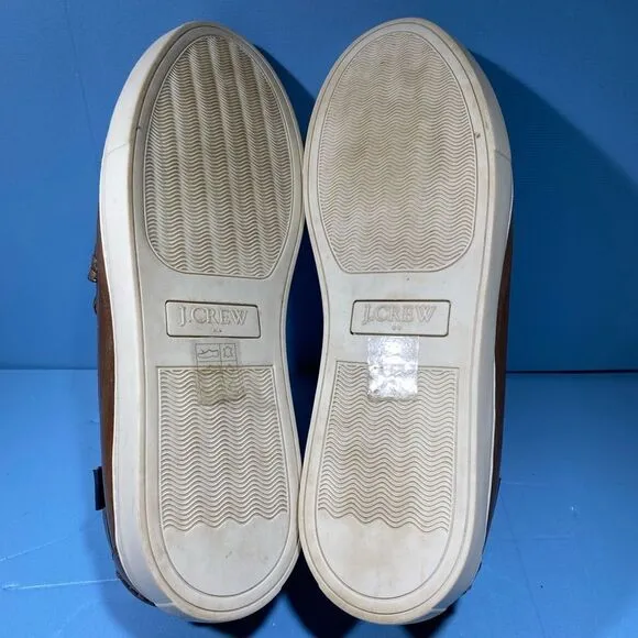 J.crew Mens Loafers Shoes Brown  Leather White Sole Slip-On Moc Toe Comfort 11