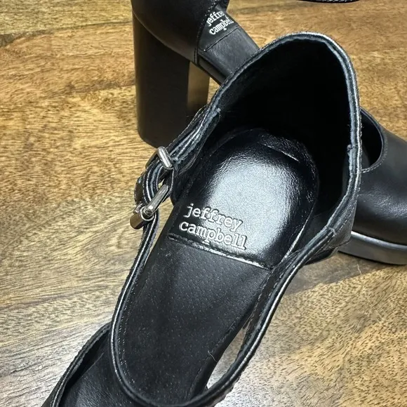 Jeffrey Campbell black leather platform pumps Mary Jane NEW SZ. 6