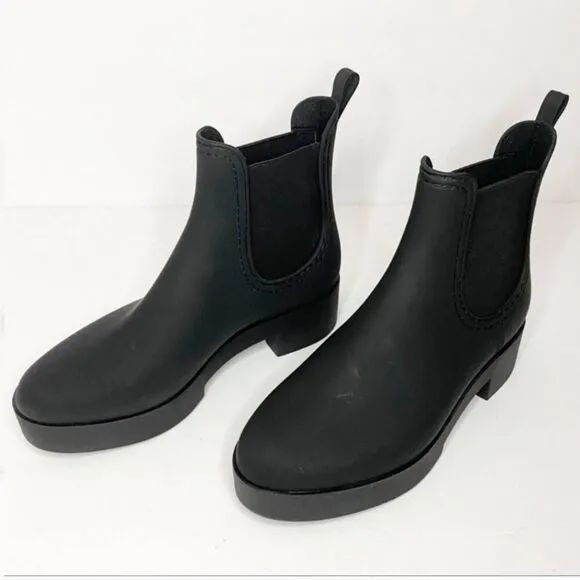 Jeffrey Campbell Lug Sole Chelsea Rain Boots Chunky Matte Black Women's Size 6