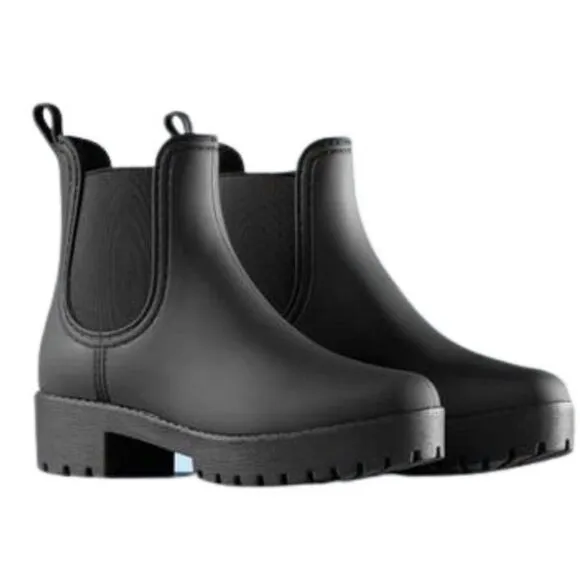 Jeffrey Campbell Lug Sole Chelsea Rain Boots Chunky Matte Black Women's Size 6