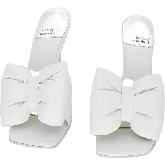 Jeffrey Campbell Nappa Bow High Pointed White Heels Women's Size 8.5
