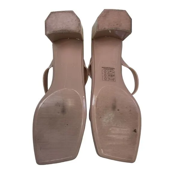 Jeffrey Campbell Women's Slip-On Jamm Jelly Heeled Slide Sandals Beige Size 10