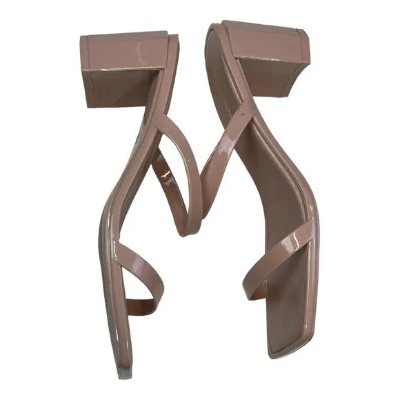 Jeffrey Campbell Women's Slip-On Jamm Jelly Heeled Slide Sandals Beige Size 10