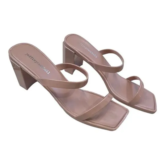 Jeffrey Campbell Women's Slip-On Jamm Jelly Heeled Slide Sandals Beige Size 10