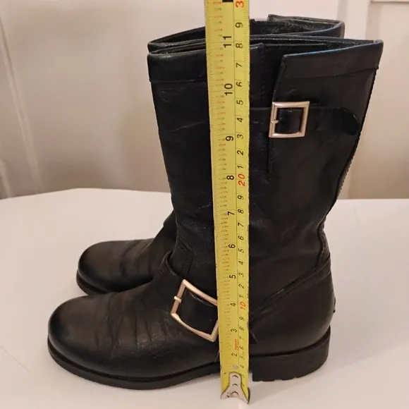 Jimmy ChooJimmy Choo Black Leather Biker Ankle Boots Size 37