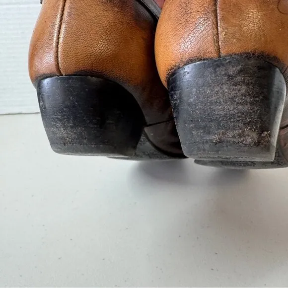 John Fluevog Justine Brown Pointy Toed Low Heel Leather Shoes Size 6