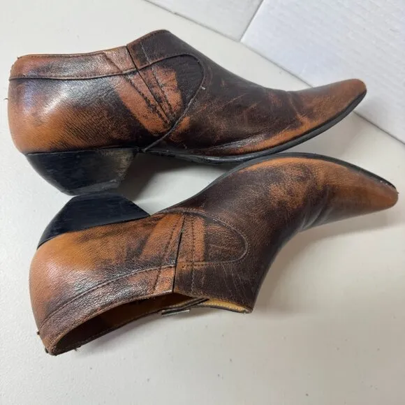 John Fluevog Justine Brown Pointy Toed Low Heel Leather Shoes Size 6