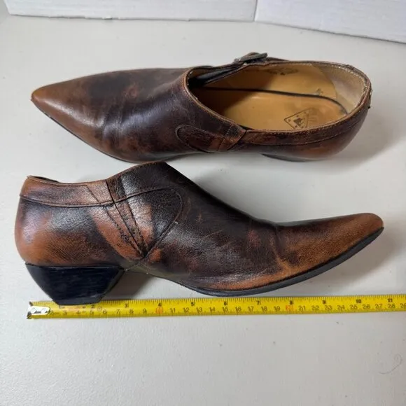 John Fluevog Justine Brown Pointy Toed Low Heel Leather Shoes Size 6