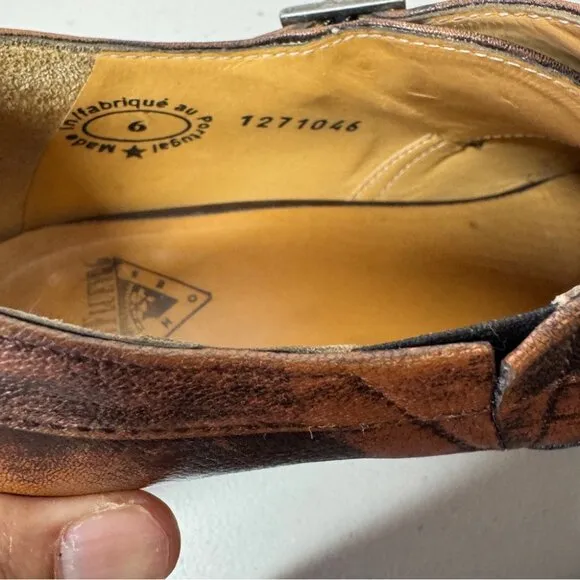 John Fluevog Justine Brown Pointy Toed Low Heel Leather Shoes Size 6