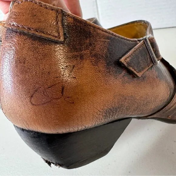 John Fluevog Justine Brown Pointy Toed Low Heel Leather Shoes Size 6