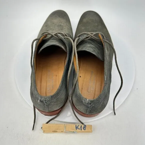 John Varvatos Men Size 7.5 Grey Suede Plain Toe Comfort Derby Dress Shoes