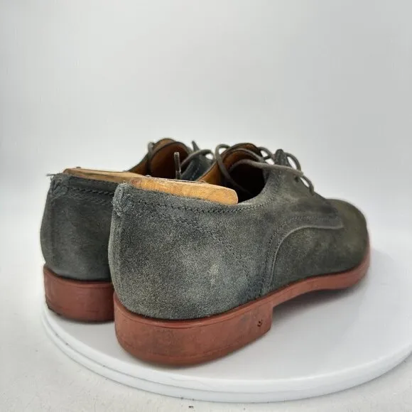 John Varvatos Men Size 7.5 Grey Suede Plain Toe Comfort Derby Dress Shoes