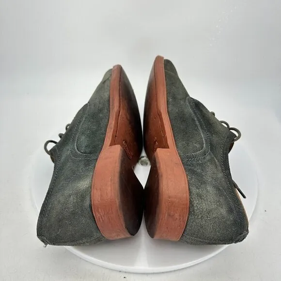 John Varvatos Men Size 7.5 Grey Suede Plain Toe Comfort Derby Dress Shoes