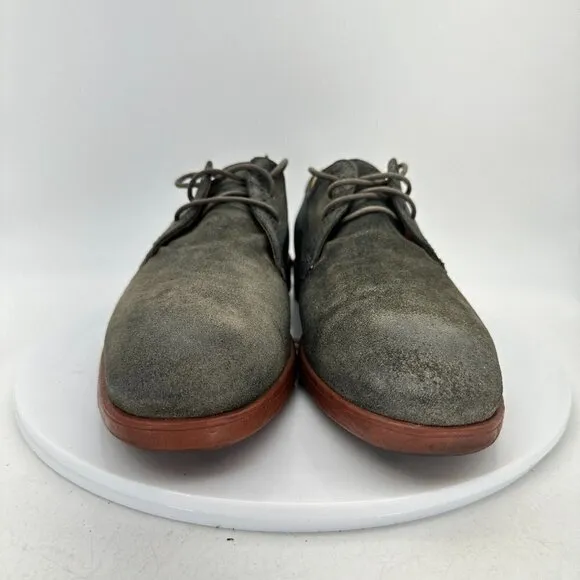 John Varvatos Men Size 7.5 Grey Suede Plain Toe Comfort Derby Dress Shoes