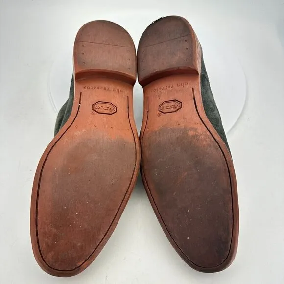 John Varvatos Men Size 7.5 Grey Suede Plain Toe Comfort Derby Dress Shoes
