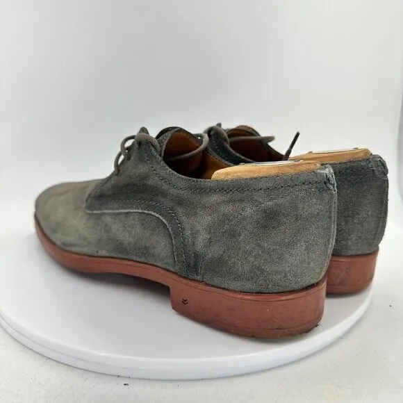 John Varvatos Men Size 7.5 Grey Suede Plain Toe Comfort Derby Dress Shoes