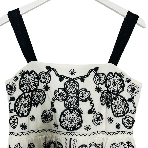 Johnny Was Mel Embroidered Midi Dress Black White Size M