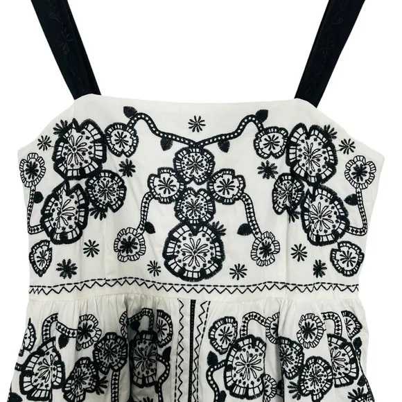 Johnny Was Mel Embroidered Midi Dress Black White Size M