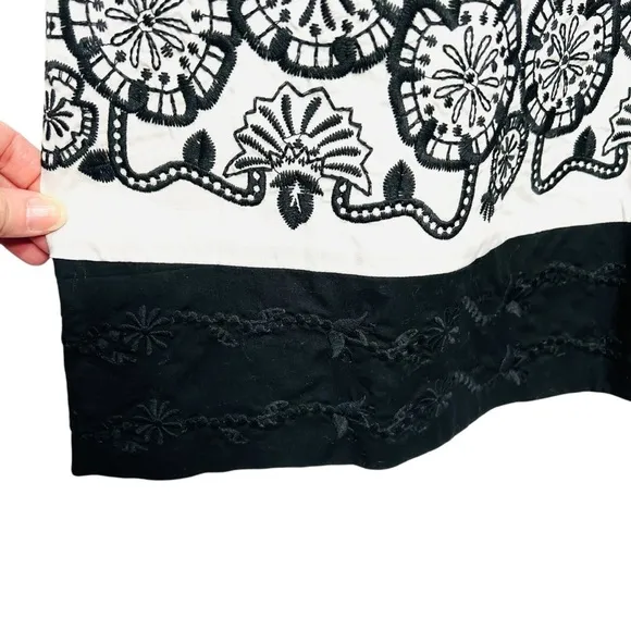 Johnny Was Mel Embroidered Midi Dress Black White Size M