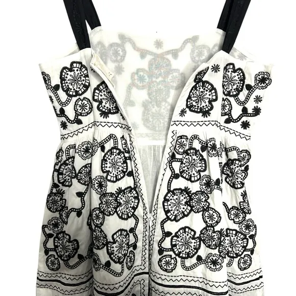 Johnny Was Mel Embroidered Midi Dress Black White Size M