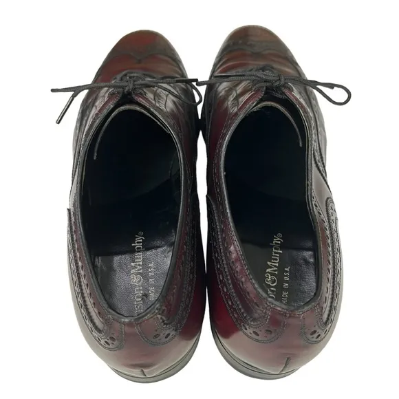 Johnson &amp; Murphy Wingtip Oxford Lace Leather Mens Maroon‎ Shoes Size 11.5