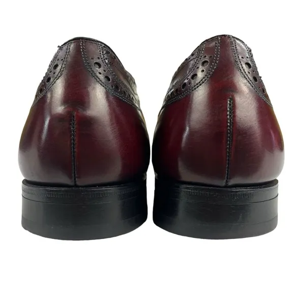 Johnson &amp; Murphy Wingtip Oxford Lace Leather Mens Maroon‎ Shoes Size 11.5